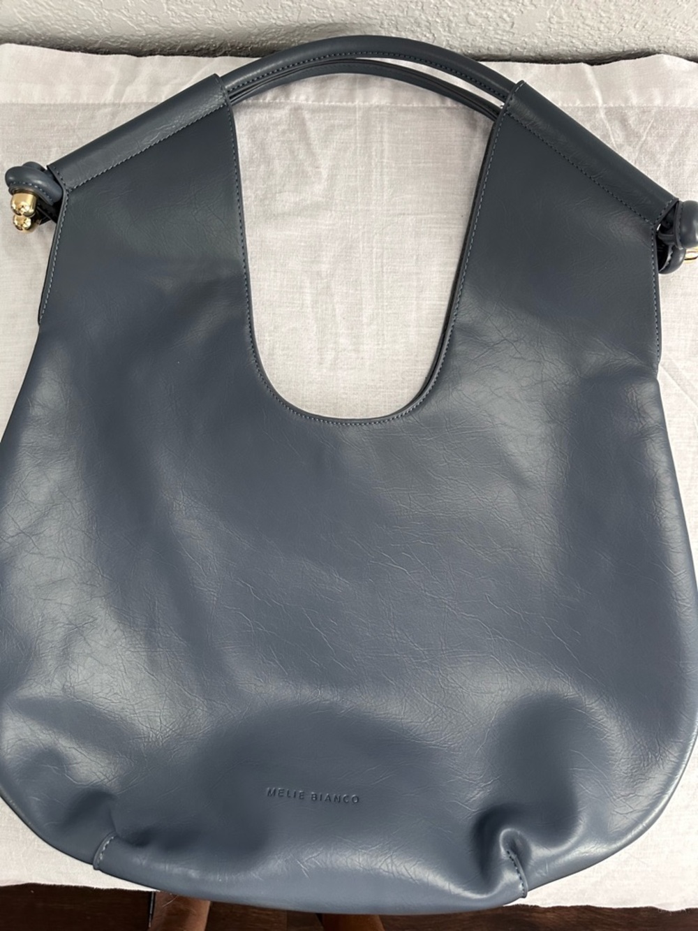 Melie Bianco Blue Slouchy Hobo Tote w/ Gold Charm | Anthropologie Style - Picture 9 of 15